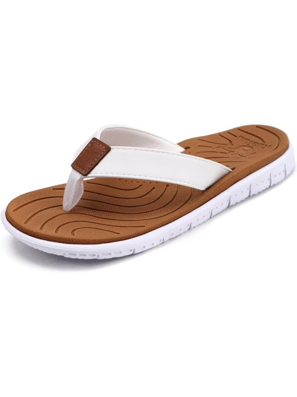 Women's White Khaki Comfortable Arch Support Yoga Summer Beach Flats Sandals